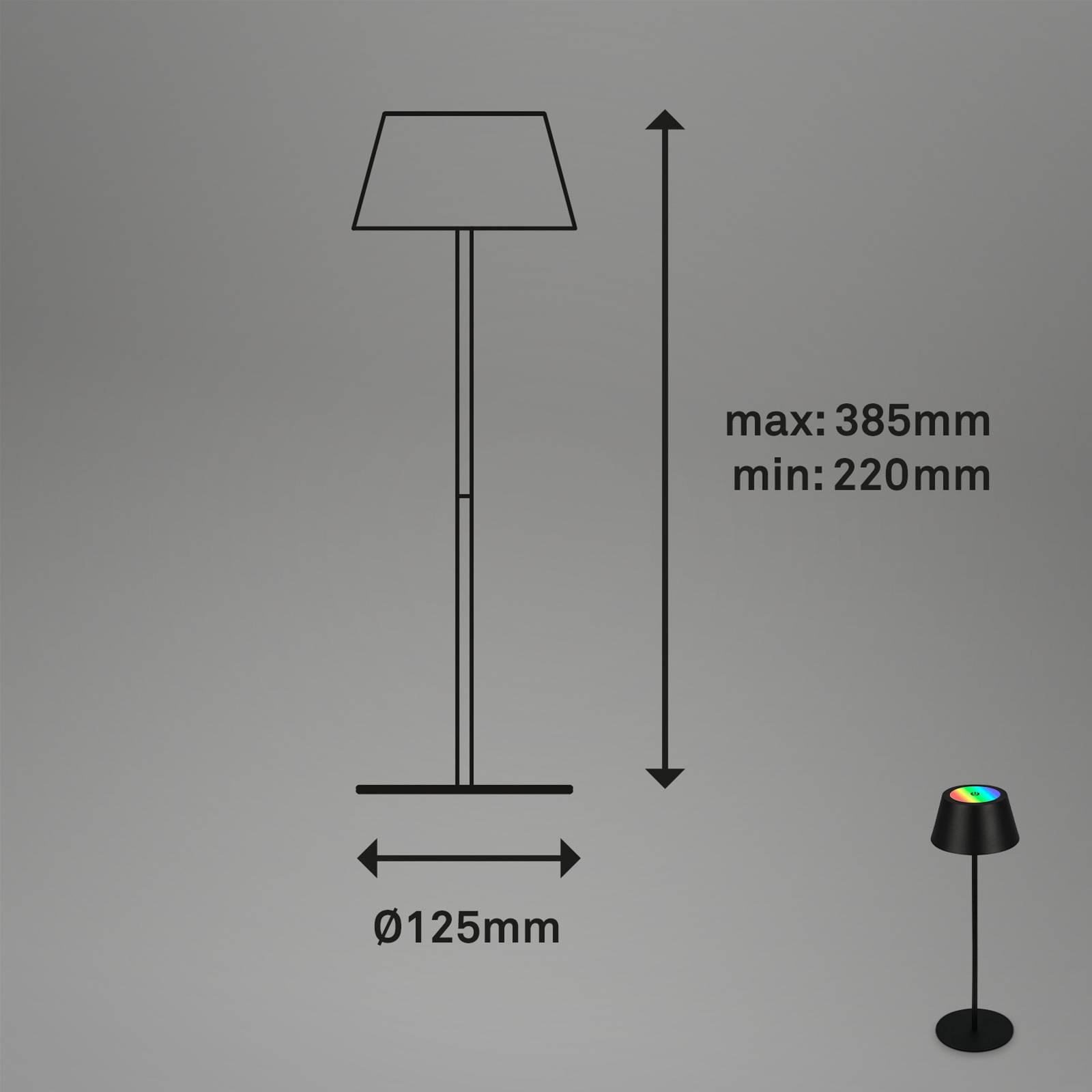 LED-Tischleuchte Kiki mit Akku RGBW, schwarz von Briloner