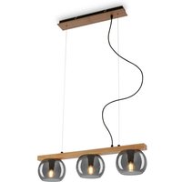 Pendant lamp, with wood, smoked glass, 3xE14/max.1 von Briloner