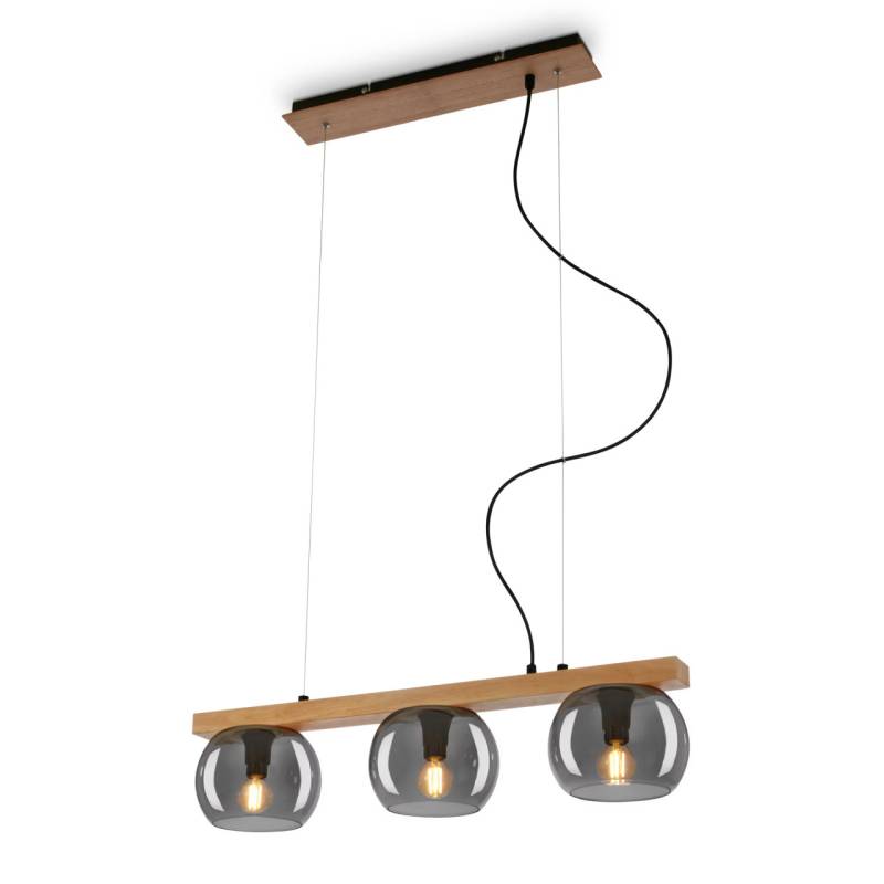 Briloner Pendelleuchte mit Holz Rauchglas 3xE14 von Briloner