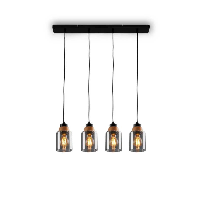Briloner Pendelleuchte mit Holz Rauchglas 4xE27 von Briloner
