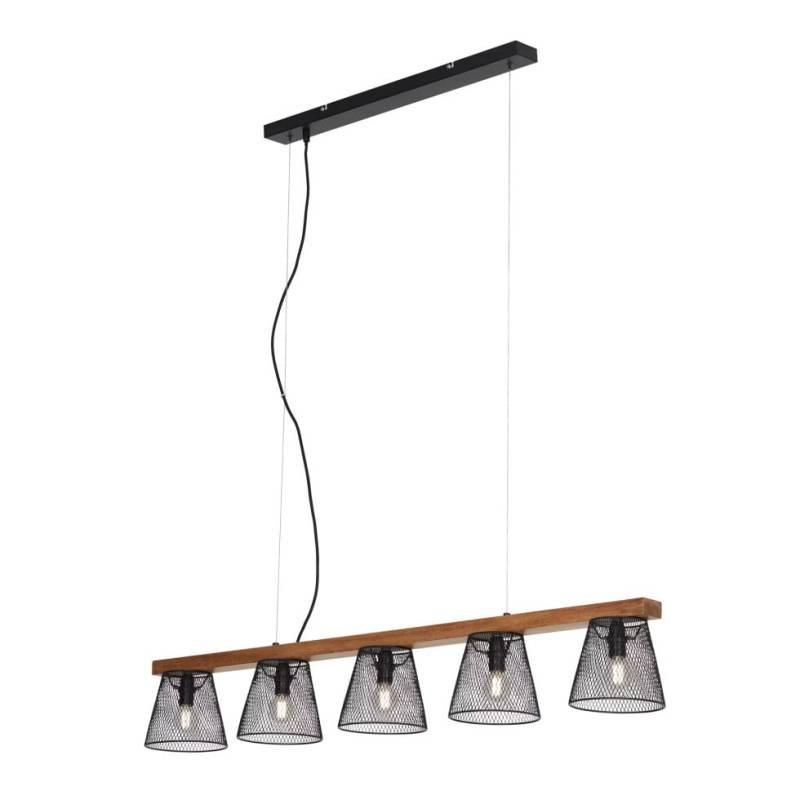 Briloner Pendelleuchte schwarz mit Holz Metalll 5xE14 exklusive. von Briloner
