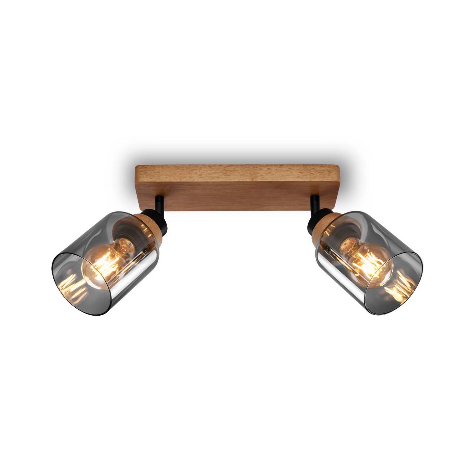 Briloner Spotleuchte holzfarben Rauchglas Ø 11 x 28 x 11,5 cm, 2-flammig Briloner Spotleuchte holzfarben Rauchglas Ø 11 x 28 x 11,5 cm, 2-flammig von Briloner