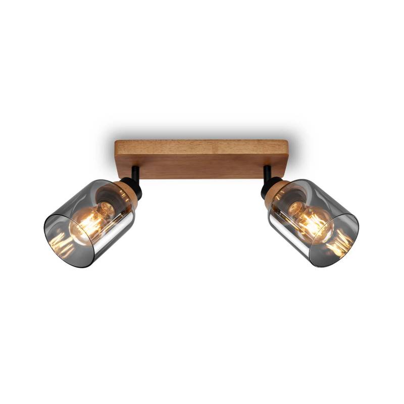 Briloner Spotleuchte holzfarben Rauchglas Ø 11 x 28 x 11,5 cm, 2-flammig von Briloner