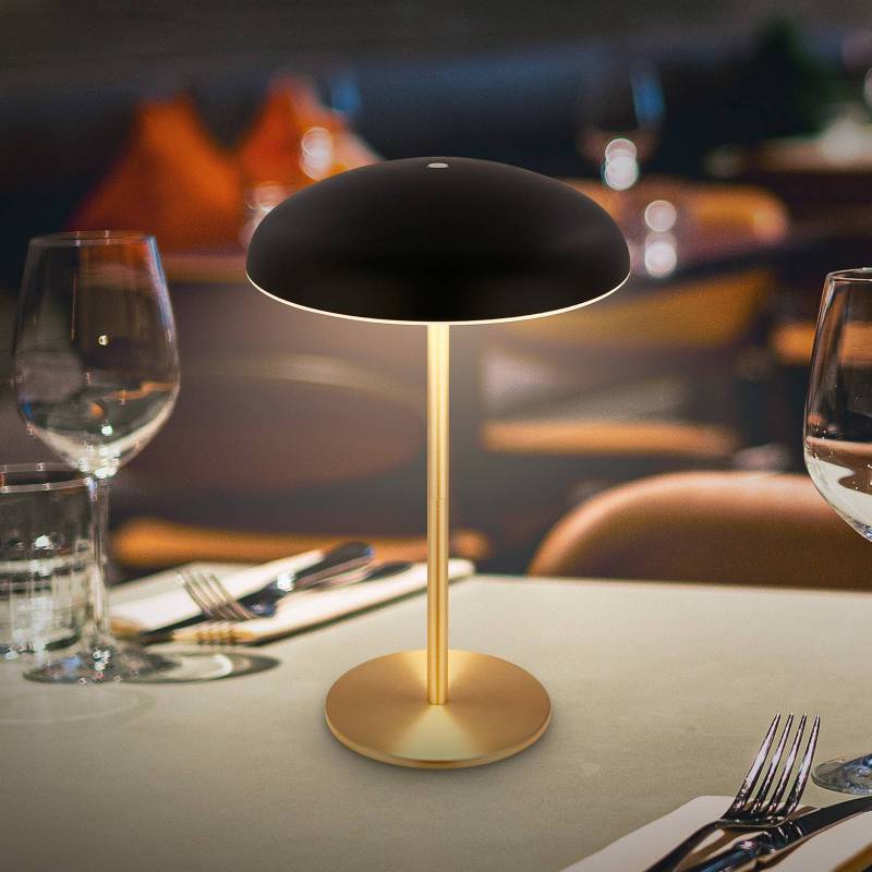 LED-Akku-Tischlampe Brilo unplugged Caxa, schwarz/messing von Briloner