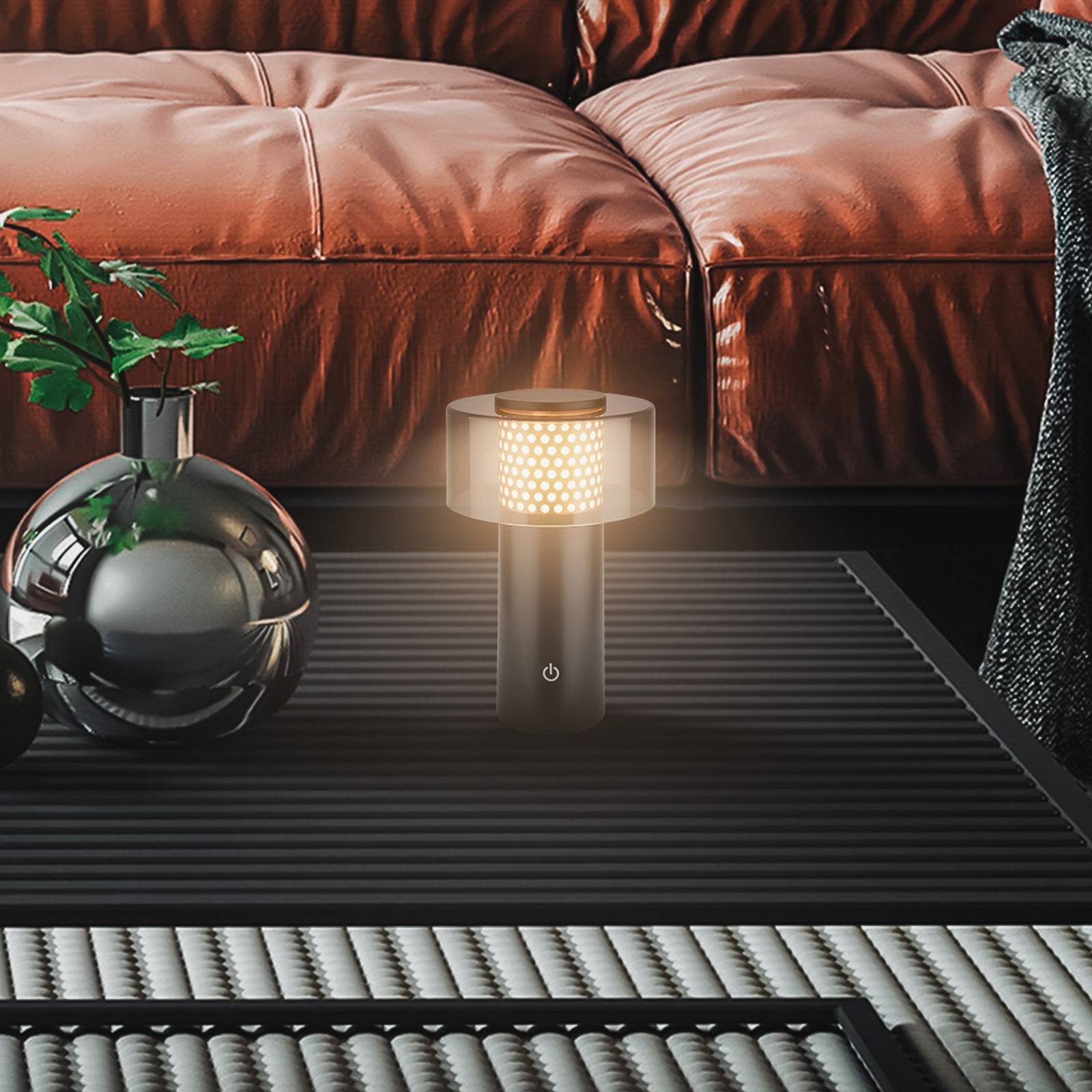 LED-Akku-Tischlampe Brilo unplugged Gila, gold/schwarz 21 cm von Briloner