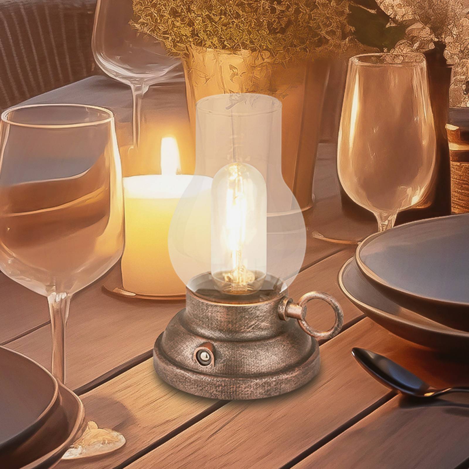 LED-Akku-Tischlampe Brilo unplugged Kanea bronzefarben 18 cm von Briloner