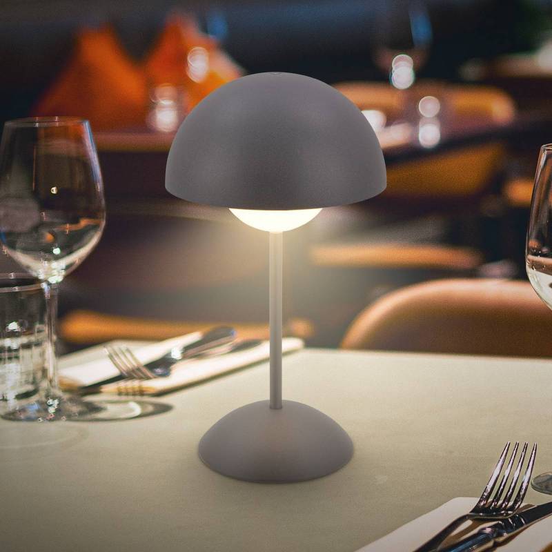 LED-Akku-Tischleuchte Kugle, anthrazit, Metall, IP44, dim. von Briloner