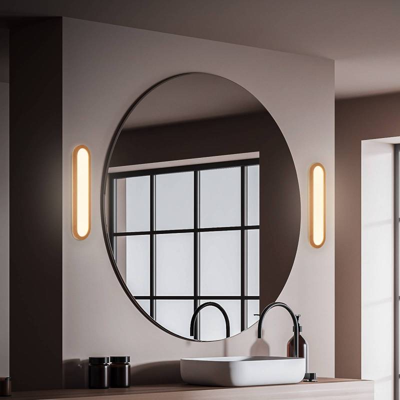 LED-Bad-Wandlampe Pil, holzfarben, Breite 35 cm, Kunststoff von Briloner