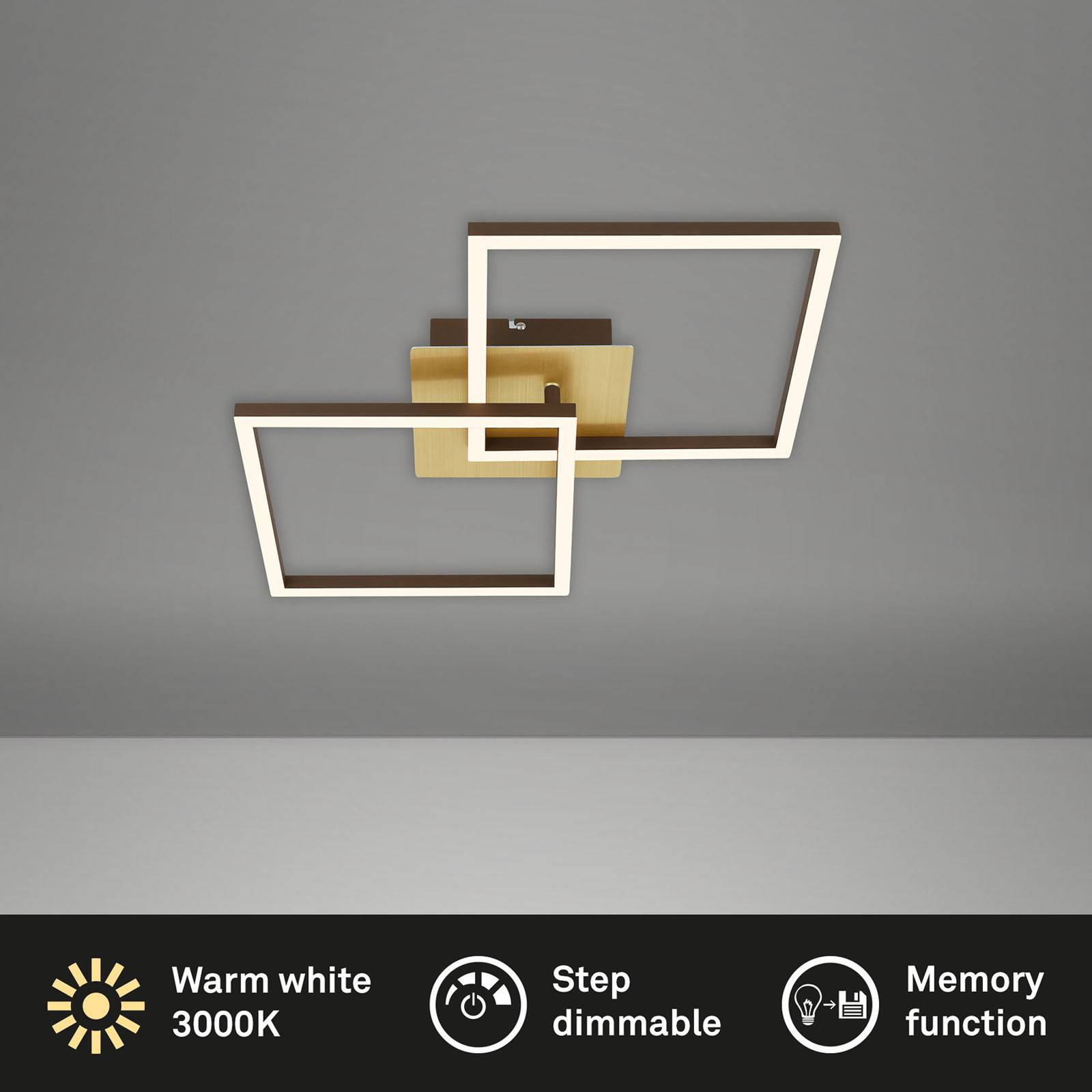 LED-Deckenlampe Frame, gold, dimmbar, 2-flammig von Briloner