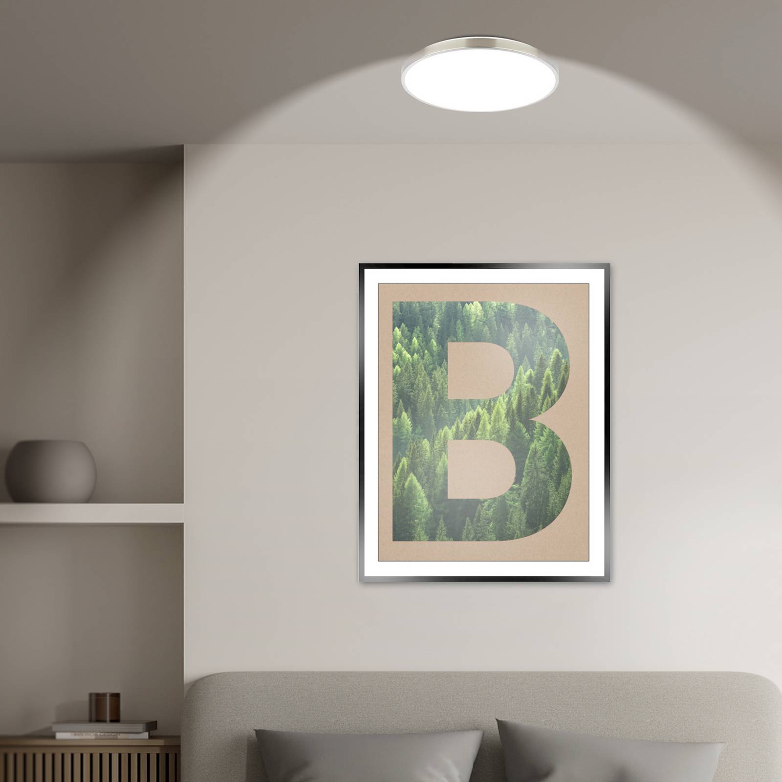 LED-Deckenlampe Kaida, nickel matt, Ø 38 cm, EEK A, 4.000 K von Briloner