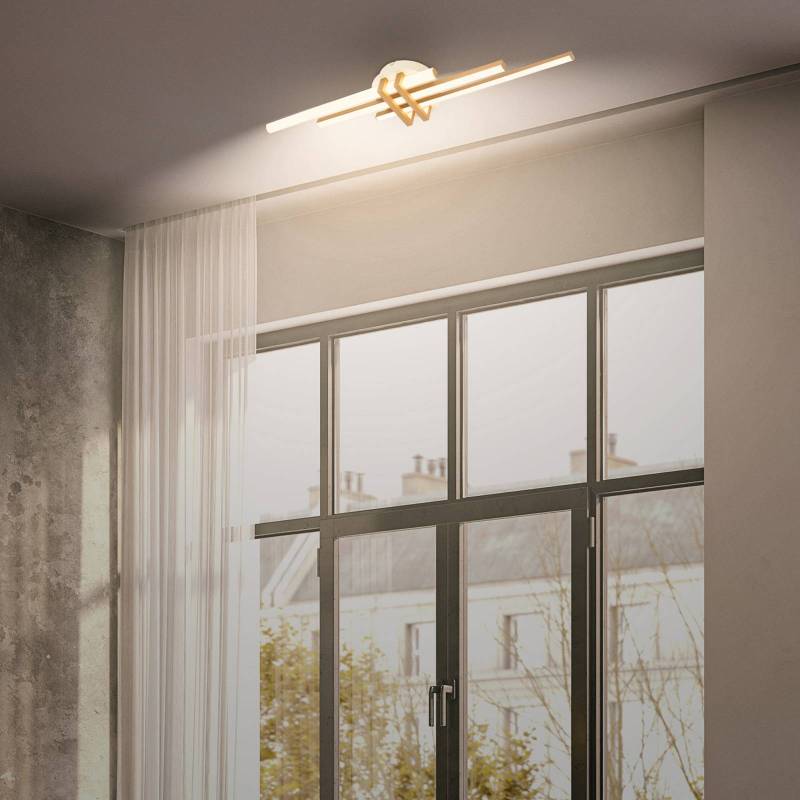 LED-Deckenlampe Tinka, hellgrau/braun, Länge 78 cm von Briloner