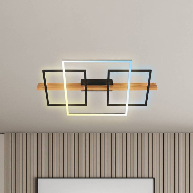 LED-Deckenleuchte Cadre, CCT, 75cm, schwarz, Holz von Briloner