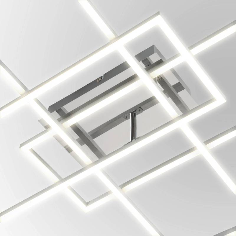 home24 LED-Deckenleuchte Frame I 71 x 10 x 104cm Silber Kunststoffart: Polycarbonat Material: Metall, Kunststoff Metallart: Eisen Oberfläche Metall: von home24