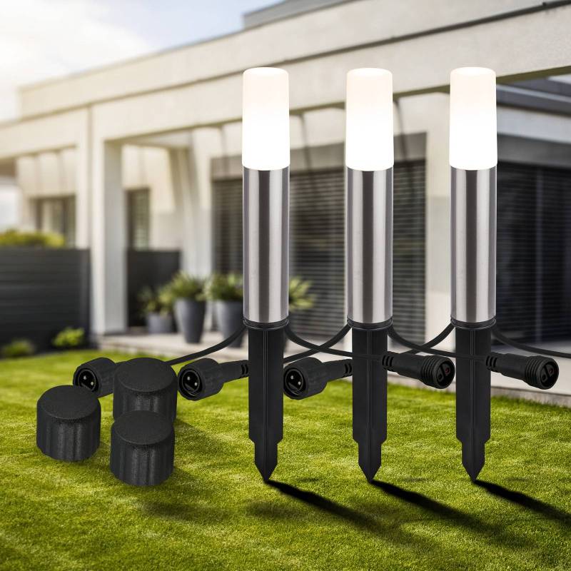 LED-Erdspießlampe 3926032 12V 3x-Erweiterung Edelstahl Ø 4cm von Briloner