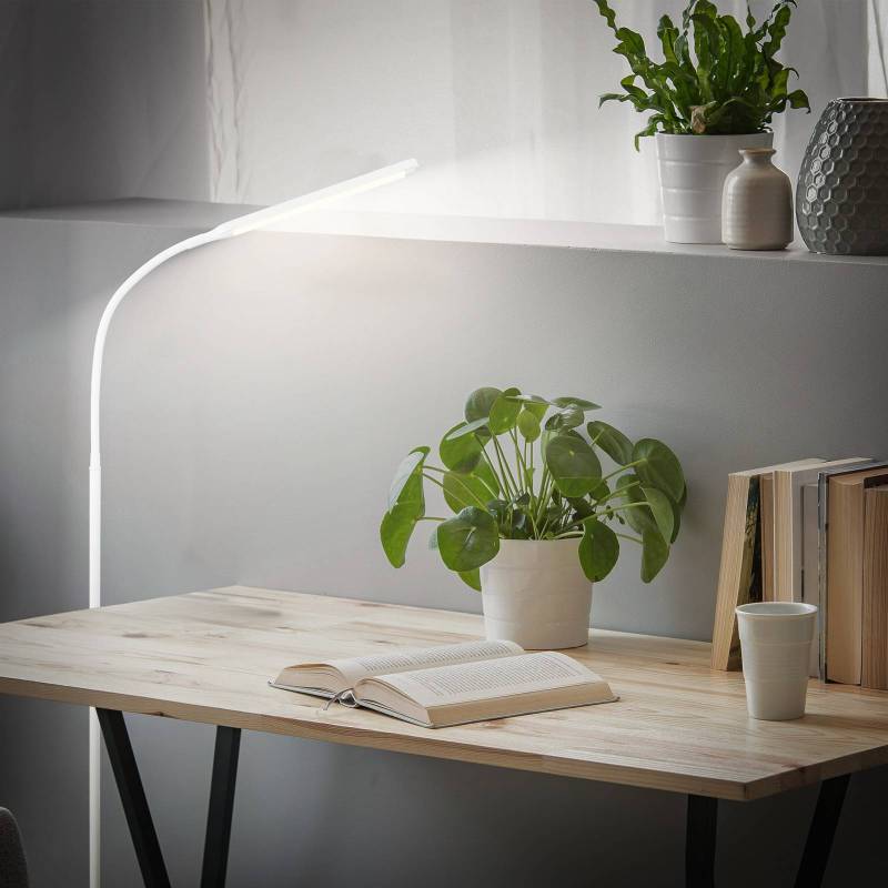 LED-Stehlampe Mura, weiß, Höhe 170 cm, Metall, Touchdimmer von Briloner