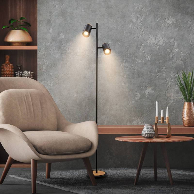 Stehleuchte Duta, schwarz/holz hell, Höhe 160 cm Metall/Holz Stehleuchte Duta, schwarz/holz hell, Höhe 160 cm Metall/Holz von Briloner