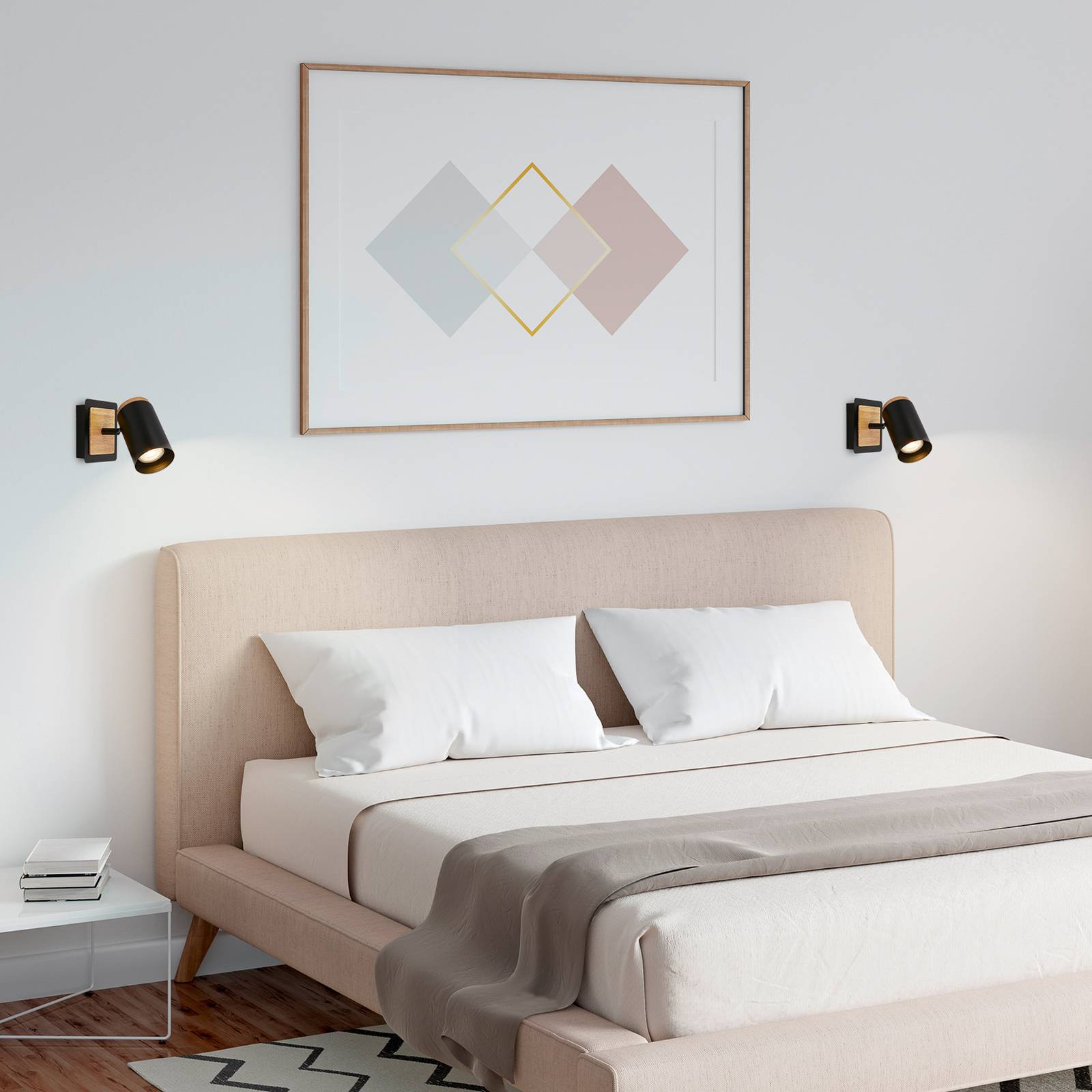 Wandstrahler Duta, Ausladung 16 cm, schwarz/holzfarben, Holz von Briloner