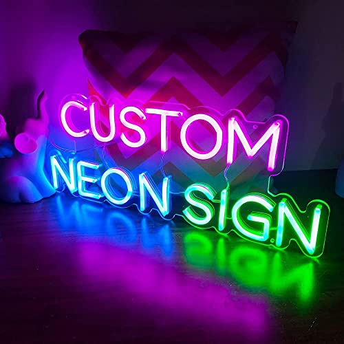 Personalisierte Neonlicht-Schild, LED-Nachtlichter, Groß Benutzerdefinierte Neonschilder für Bar Pub Geschäft Club Garage Zuhause Partydekoration Lampe Logo Lichtzeichen (1 Zeilen Text, 45cm) von BringLuck2U