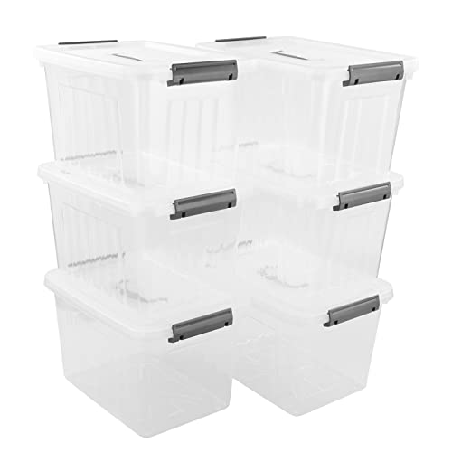 Bringer 6 Stück Aufbewahrungsbox mit Deckel Durchsichtig, 10 L Aufbewahrungsbox Kunststoff mit Deckel von Bringer