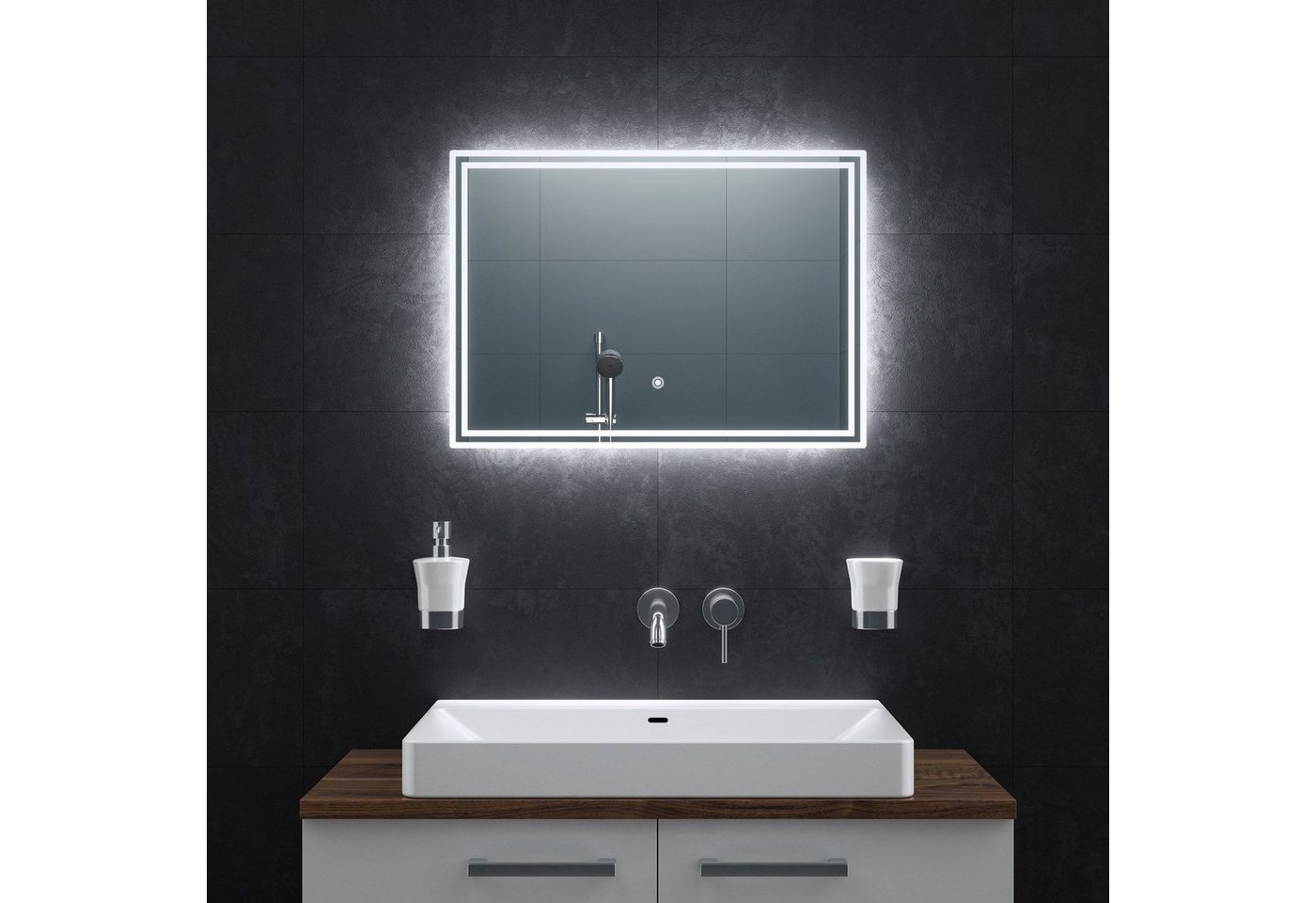 Bringer Badspiegel BRS107, Badezimmerspiegel mit Anti-Beschlag und Speicherfunktion von Bringer
