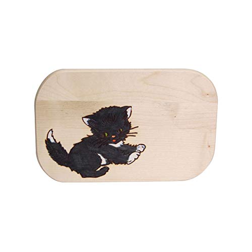Brink Holzspielzeug Frühstücksbrett Katze schwarz Holz Namen Frühstücksbrettchen mit kostenloser Gravur Vesper Brett von Brink Holzspielzeug