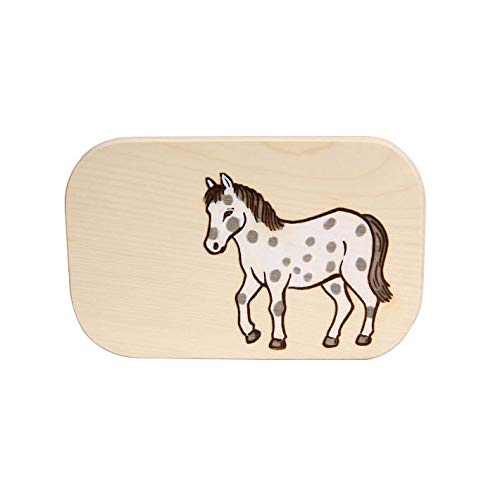 Frühstücksbrett Pferd weiß Holz Namen Frühstücksbrettchen mit kostenloser Gravur Vesper Brett von Brink Holzspielzeug