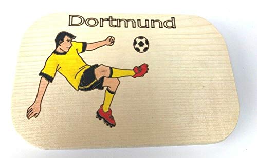 Frühstücksbrettchen Frühstücksbrett "Fußballer" "Dortmund" mit kostenloser Gravur Vesper Holz Namen Fussballer von Brink Holzspielzeug