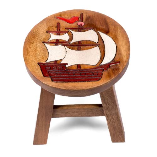 Brink Holzspielzeug Kinder Hocker Schiff Personalisiert Schemel Kinderzimmer Holz Wood Geschenk Stabil Tisch Sitzgruppe Segelschiff von Brink Holzspielzeug