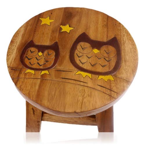 Brink Holzspielzeug Kinder Hocker Schlafende Eulen Personalisiert Schemel Kinderzimmer Holz Wood Geschenk Stabil Tisch Sitzgruppe von Brink Holzspielzeug