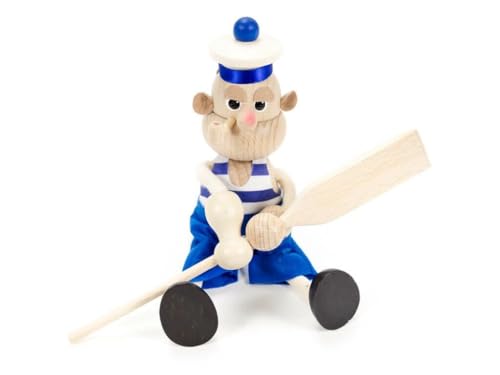 Brink Holzspielzeug Schwingfigur Matrose aus Holz – Handbemalt & Handgefertigt – Mobile Dekofigur mit Feder zum Aufhängen – Maritime Fensterdeko für Kinderzimmer & Wohnzimmer – ca. 19 cm von Brink Holzspielzeug
