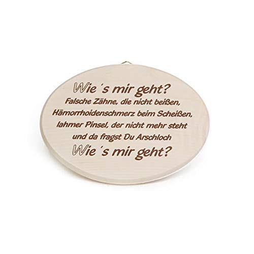 Brink Holzspielzeug Spruchschild aus Ahornholz Wie es Mir geht? – Lustige Wanddeko für Zuhause von Brink Holzspielzeug