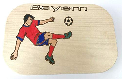 Frühstücksbrett Fußballer Bayern bunt mit kostenloser Gravur Vesper Holz Namen Fußball von Brink Holzspielzeug