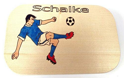 Frühstücksbrett Fußballer Schalke bunt mit kostenloser Gravur Vesper Holz Namen Fussballer Fußball von Brink Holzspielzeug