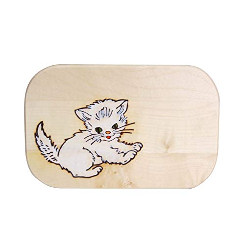 Frühstücksbrett Katze weiß Holz Namen Frühstücksbrettchen mit kostenloser Gravur Vesper Brett von Brink Holzspielzeug