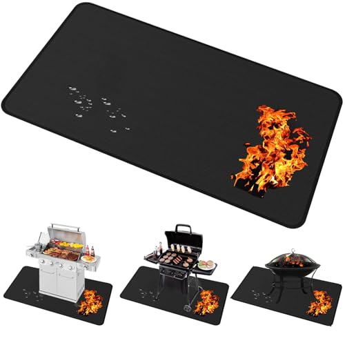 Brinman Große Untergrillmatte, feuerfeste Grillmatte, 101,6 x 165,4 cm, Deck- und Terrassen-Schutzmatte für Gasgrill, Holzkohlegrill, flache Grillplatte von Glut, heiße Asche, Fettspritzer und andere von Brinman