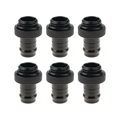 Briny River 6 Stück G1/4-Zoll-Gewinde auf 3/8-Zoll-Schlauchverbinder mit Widerhaken für Schläuche mit 9-10 Mm Innendurchmesser 25x9,8x9,2 Mm (schwarz) von Briny River