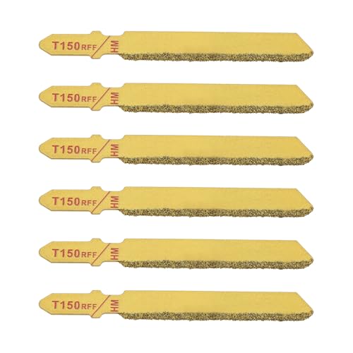 Briny River 6 Stück T150RFF T-Schaftklingen Länge 76 Mm Zahnlänge 54 Mm 50er-Körnung Hartmetall-Fliesenschneidwerkzeug Hartmetall-bestückte Klingen Zum Schneiden von Granit Und Marmor von Briny River
