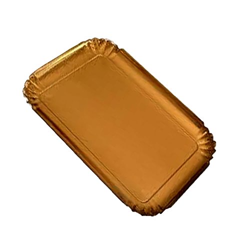 Brio Pappteller, 100 Stück, Farbe Gold, 17 x 25 cm, ideal für Kuchen, lebensmittelechte Pappe von Brio