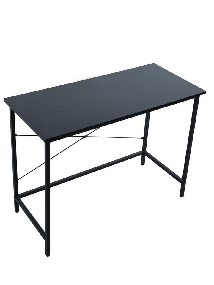 Brise Home Computertisch Minimalistischer Computertisch – Holzplatte & schwarzes Gestell (Einzelartikel), Pflegeleichte Oberfläche, platzsparendes Design, stabiler Metallrahmen von Brise Home