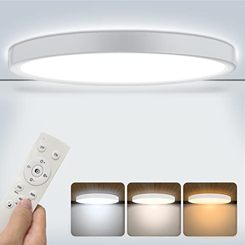 Brisplen LED Deckenleuchte mit Fernbedienung Dimmbar, Deckenlampe Timer/Nachtlichtfunktion 24W Modern Rund 30CM Ultradünn 3000K-6000K IP44 für Schlafzimmer/Wohnzimmer/Küche/Büro von Brisplen