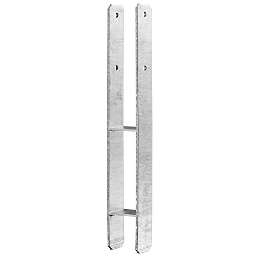 H Pfostenträger 800 mm lange 6 mm extra stark H-Anker Träger für Carport Sichtschutz Zaun (121x800) von KRX