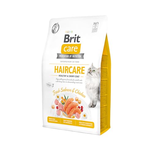 VAFO PRAHA s.r.o. Brit Care Cat Haircare Trockenfutter für Katzen, 2 kg, für gesundes und glänzendes Fell von Brit Care
