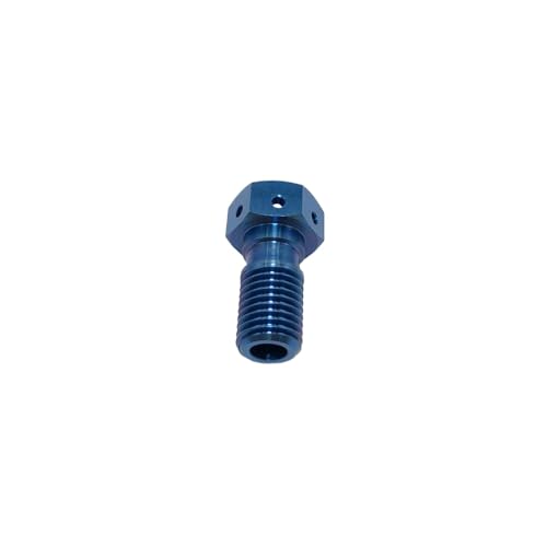 M10x1 25 Titanbolzen für Hydraulikschlauch -Rohrmutscheibenscheibenbremsbremsbremsblecher Röhrchen Fixes Schrauben Motorradteile mit Standardbremssystemen kompatibel(Blue (1 Pcs)) von BritBolt