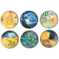 Vincent Van Gogh Magnet Set - 6-Teiliges Glas Magnete 1" Runde Art Decor Kühlschrankmagnete Gemälde von BritMaeOfficial