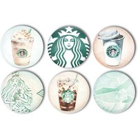 starbucks Magnet Set - 6-Teiliges Glasmagnete 2, 5 cm Runde Magnete Kaffee Dekor Mädchen Meerjungfrau Kühlschrankmagnet Geschenk Für Sie von BritMaeOfficial