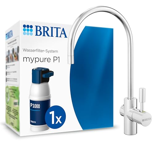 BRITA Armatur mit integriertem Wasserfilter mypure P1, Wasserhahn mit Filter zur Reduzierung von Kalk, Chlor und geschmacksstörenden Stoffen, 26.5 cm hoch, 13,7 cm tief, weiß von Brita