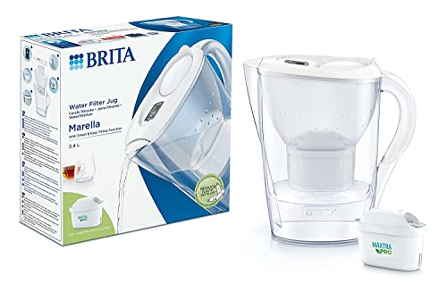 BRITA - Marella Cool Filterkaraffe – 2,4 l – Weiß– inkl. 1 Filterkartusche MAXTRA PRO ALL-IN-1; Größe 2.4 von BRITA