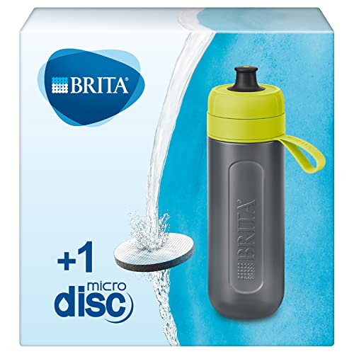 BRITA Wasserfilter-Flasche Active Lime, Robuste Sport Trinkflasche mit Wasserfilter für unterwegs aus BPA-freiem Kunststoff – Zusammendrückbar, 7.5 x 7.5 x 23.0 cm von BRITA