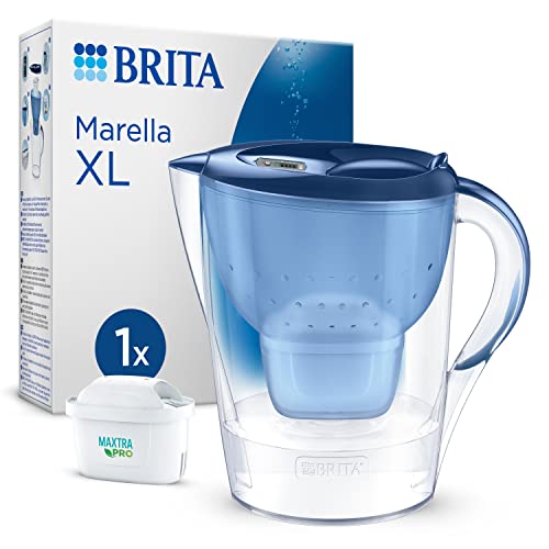 BRITA Wasserfilter-Kanne Marella XL blau (3,5l) inkl. 1x MAXTRA PRO All-in-1 Kartusche – Filter zur Reduzierung von Kalk, Chlor, Blei, Kupfer & geschmacksstörenden Stoffen im Wasser von Brita
