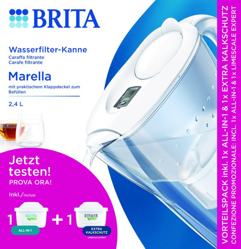 Brita Wasserfilter Kanne Marella weiß 2,4 l Füllmenge Vorteilspack von Brita